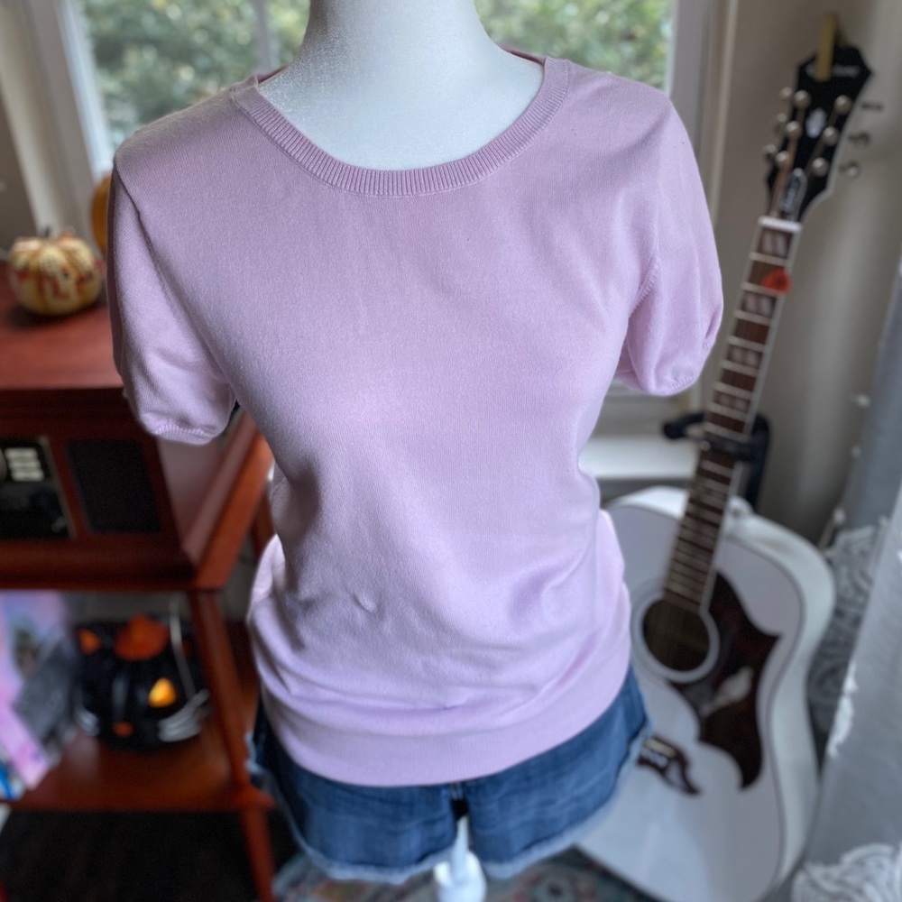 Light pink puffy sleeve sweater - L